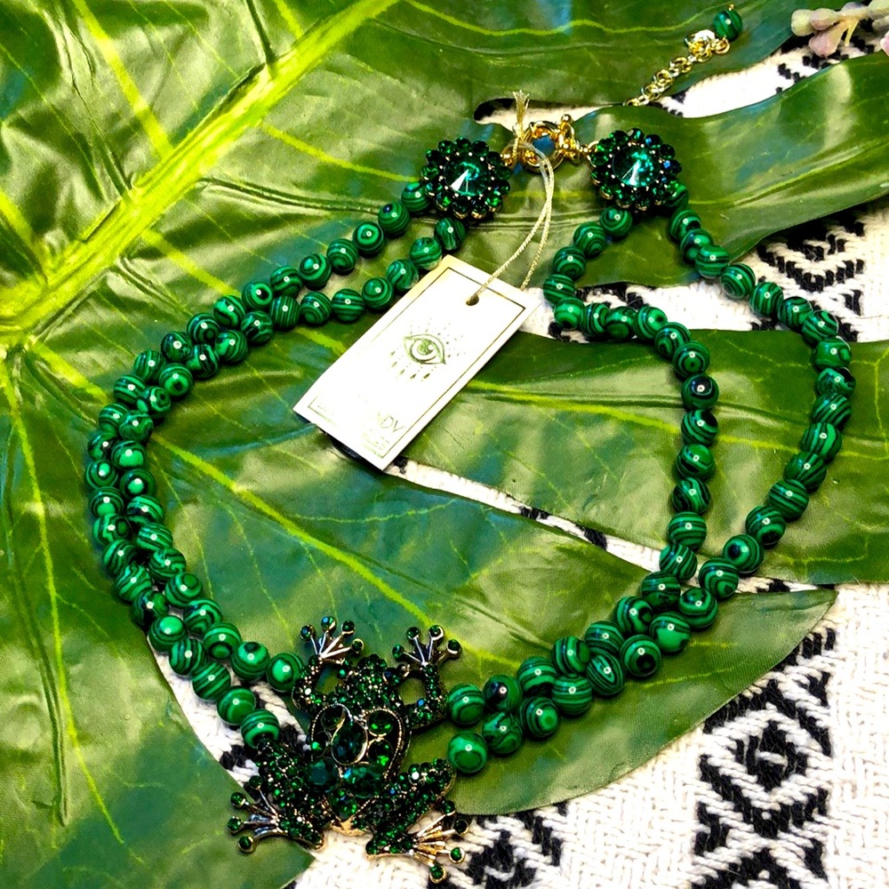 NWT Exotic Beaded & Jeweled Frog Necklace